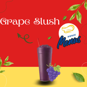 Sonic Grape Slush, a cold and refreshing frozen drink with sweet grape flavor, served icy and vibrant purple