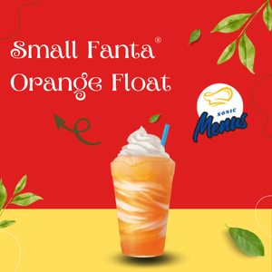 Small Fanta® Orange Float featuring sweet and tangy Fanta® Orange soda blended with creamy vanilla ice cream in a frosty cup